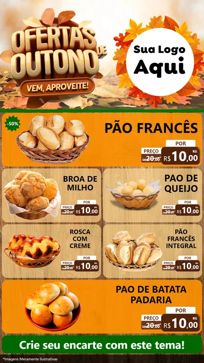 Modelo de TV para TV Vertical com o tema Ofertas de Outono - Vem, Aproveite! para Padaria