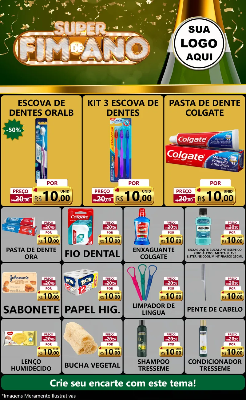 Modelo de Encarte para Encarte Grande com o tema Super Fim de Ano para Higiene Pessoal