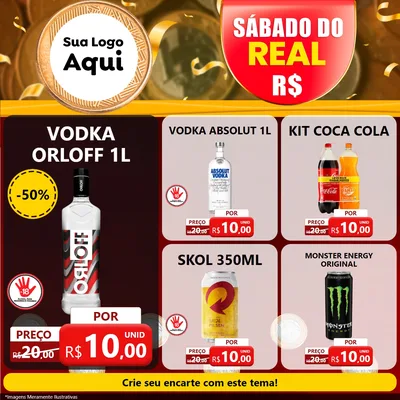 Modelo de Rede Social para Feed Facebook com o tema Sábado do Real para Distribuidora de bebidas