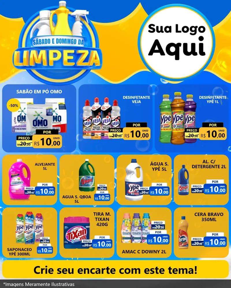 Modelo de Rede Social para Feed Instagram com o tema Sábado e Domingo da Limpeza para Produtos de Limpeza
