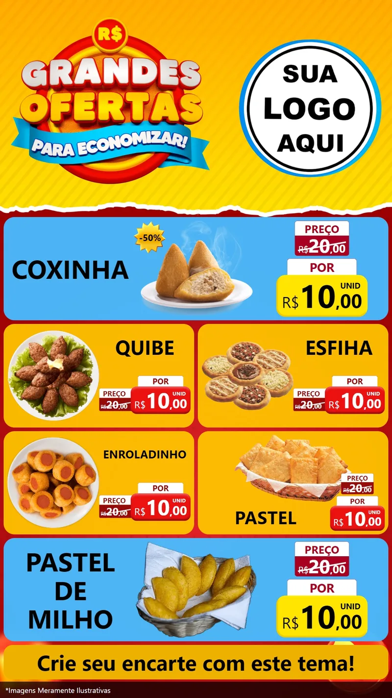 Modelo de TV para TV Vertical com o tema Grandes Ofertas Para Economizar! para Salgadaria