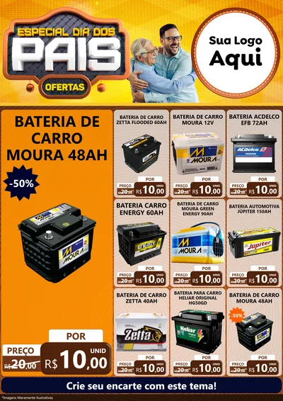 Modelo de Encarte para Encarte A4 Vertical com o tema Especial Dia dos Pais para Baterias Elétricas