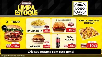 Modelo de TV para TV Horizontal com o tema Operação Limpa Estoque para Hamburgueria