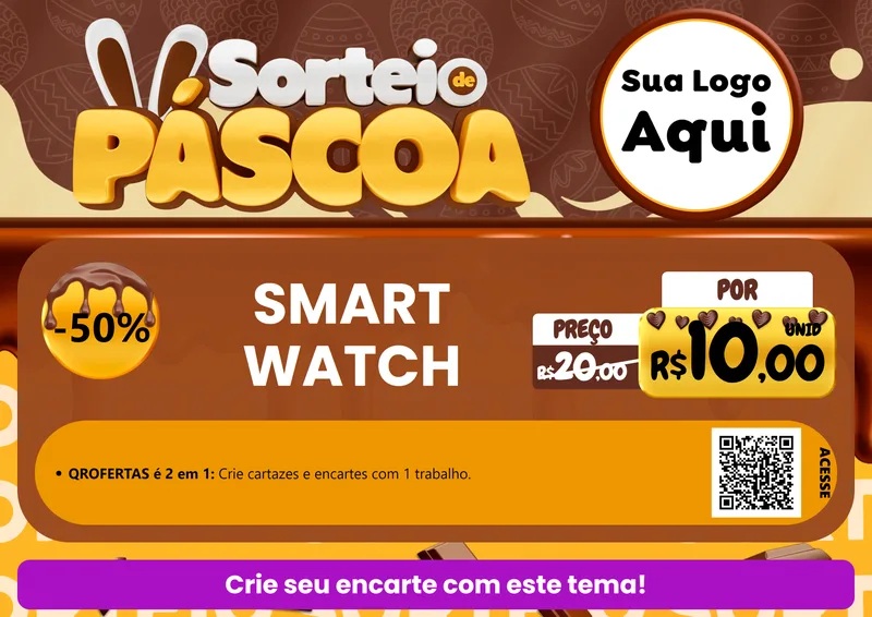 Modelo de Cartaz para Cartaz A4 Horizontal com o tema Sorteio de Páscoa para Informática
