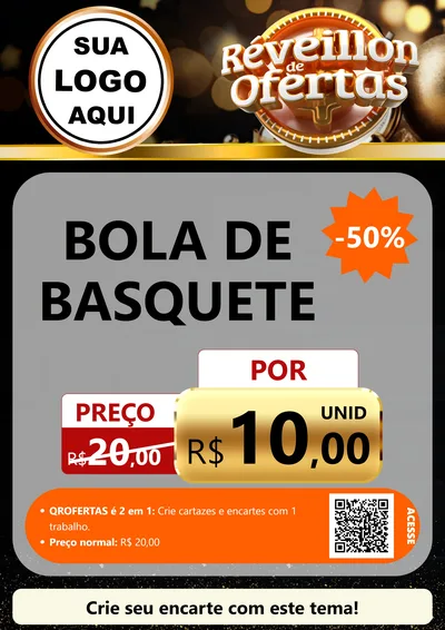 Modelo de Cartaz para Cartaz A4 Vertical com o tema Réveillon de Ofertas para Artigos Esportivos