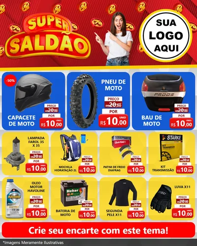 Modelo de Rede Social para Feed Instagram com o tema Super Saldão para Moto peças