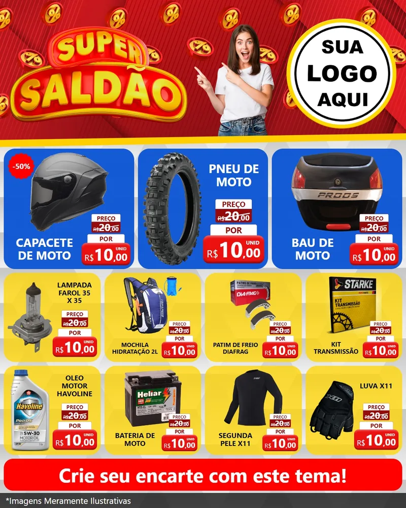Modelo de Rede Social para Feed Instagram com o tema Super Saldão para Moto peças