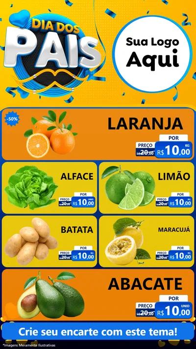 Modelo de TV para TV Vertical com o tema Dia dos Pais para Hortifrúti