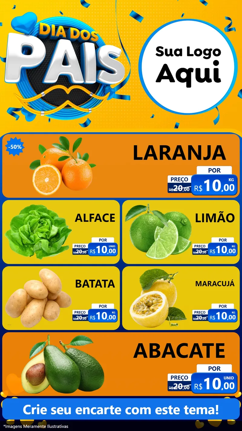 Modelo de TV para TV Vertical com o tema Dia dos Pais para Hortifrúti