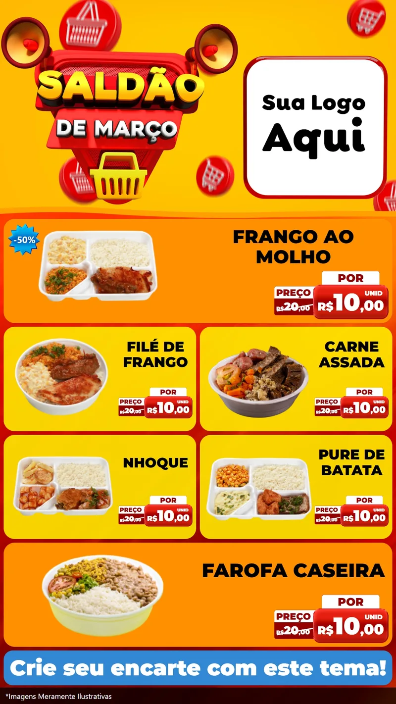 Modelo de TV para TV Vertical com o tema Saldão de Março para Restaurante