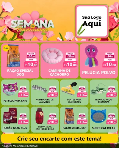 Modelo de Rede Social para Feed Instagram com o tema Semana da Primavera para Pet Shop