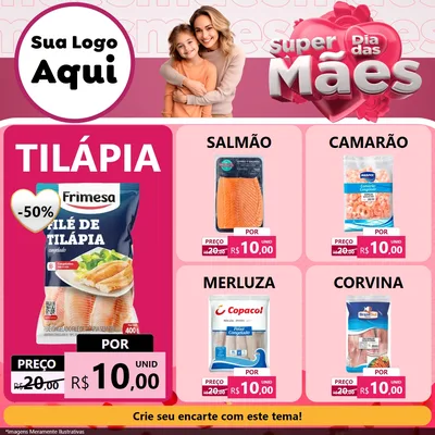 Modelo de Rede Social para Feed Facebook com o tema Super Dia Das Mães para Peixaria