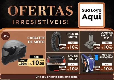 Modelo de Encarte para Encarte A4 Horizontal com o tema Ofertas Irresistíveis! para Moto peças