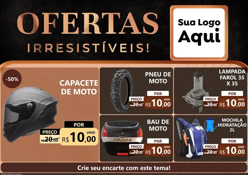 Modelo de Encarte para Encarte A4 Horizontal com o tema Ofertas Irresistíveis! para Moto peças