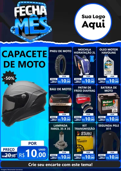 Modelo de Encarte para Encarte A4 Vertical com o tema Fecha Mês para Moto peças