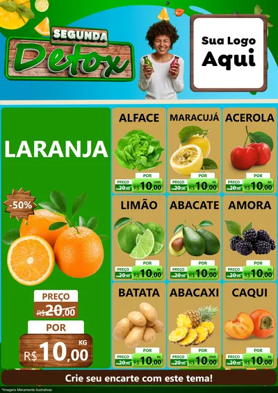 Modelo de Encarte para Encarte A4 Vertical com o tema Segunda Detox para Hortifrúti