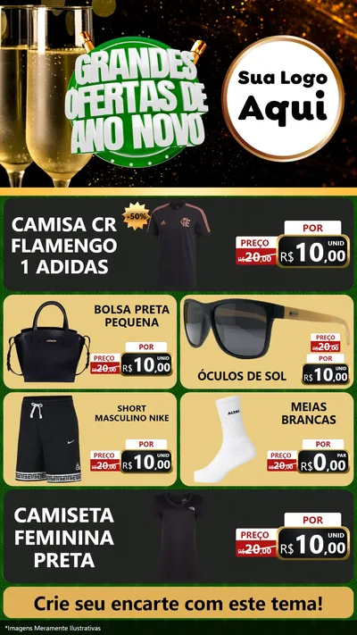Modelo de TV para TV Vertical com o tema Grandes Ofertas de Ano Novo para Roupas e acessórios