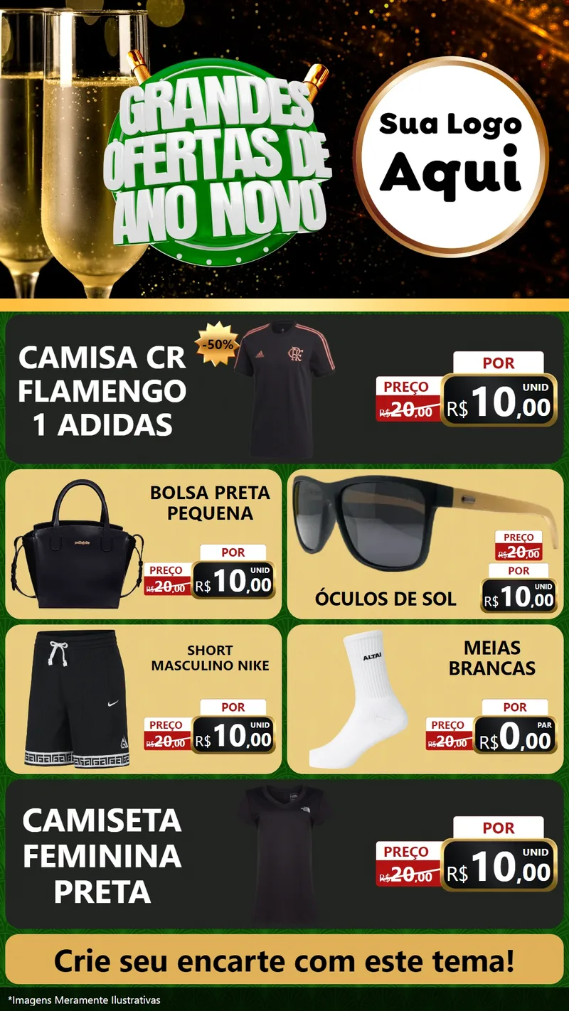 Modelo de TV para TV Vertical com o tema Grandes Ofertas de Ano Novo para Roupas e acessórios