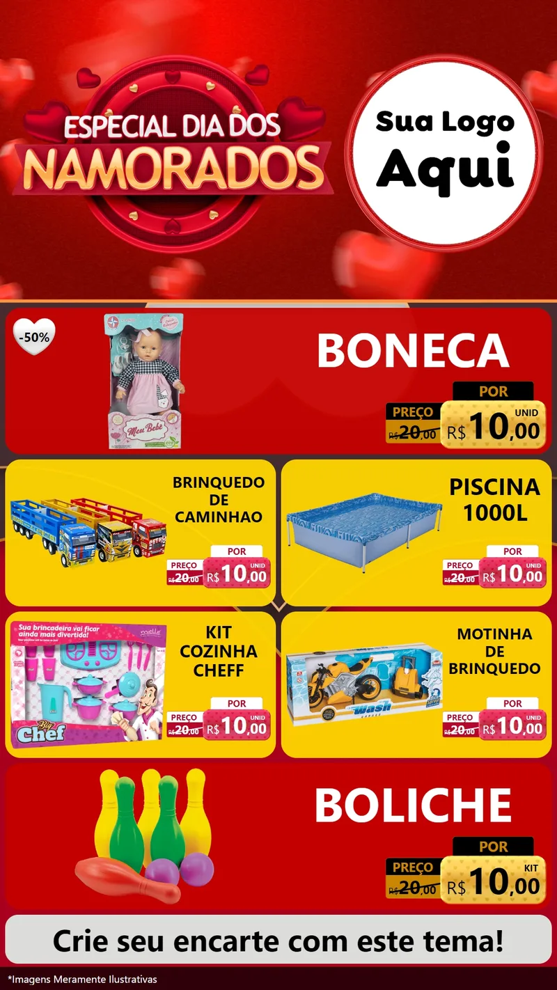 Modelo de TV para TV Vertical com o tema Especial Dia Dos Namorados para Brinquedos