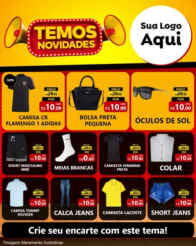 Modelo de Rede Social para Feed Instagram com o tema Temos Novidades para Roupas e acessórios