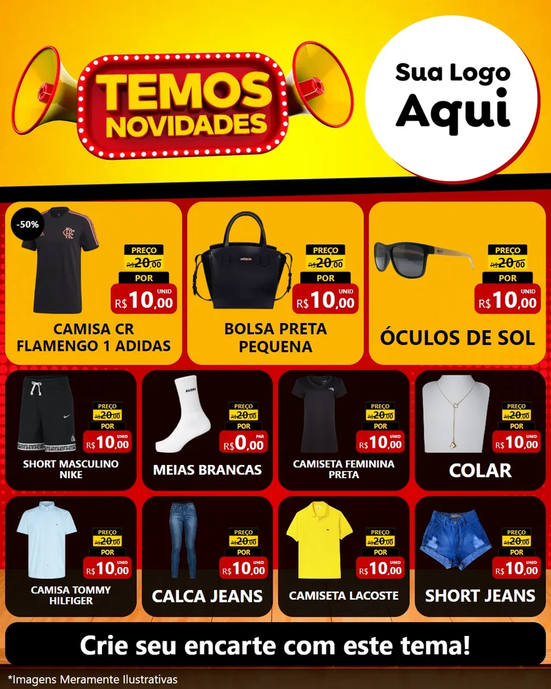 Modelo de Rede Social para Feed Instagram com o tema Temos Novidades para Roupas e acessórios
