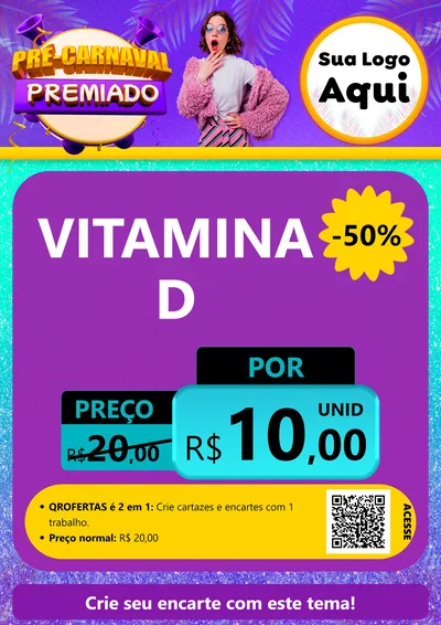 Modelo de Cartaz para Cartaz A4 Vertical com o tema Pré-Carnaval Premiado para Farmácia