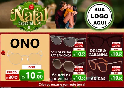 Modelo de Encarte para Encarte A4 Horizontal com o tema Natal Especial para Óticas