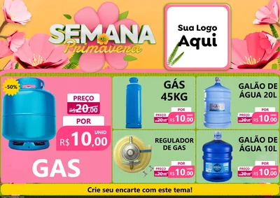 Modelo de Encarte para Encarte A4 Horizontal com o tema Semana da Primavera para Água e gás