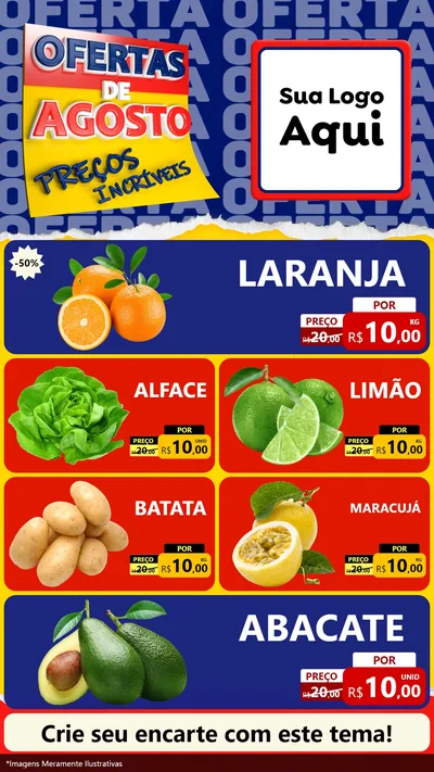 Modelo de TV para TV Vertical com o tema Ofertas de Agosto - Preços Incríveis para Hortifrúti