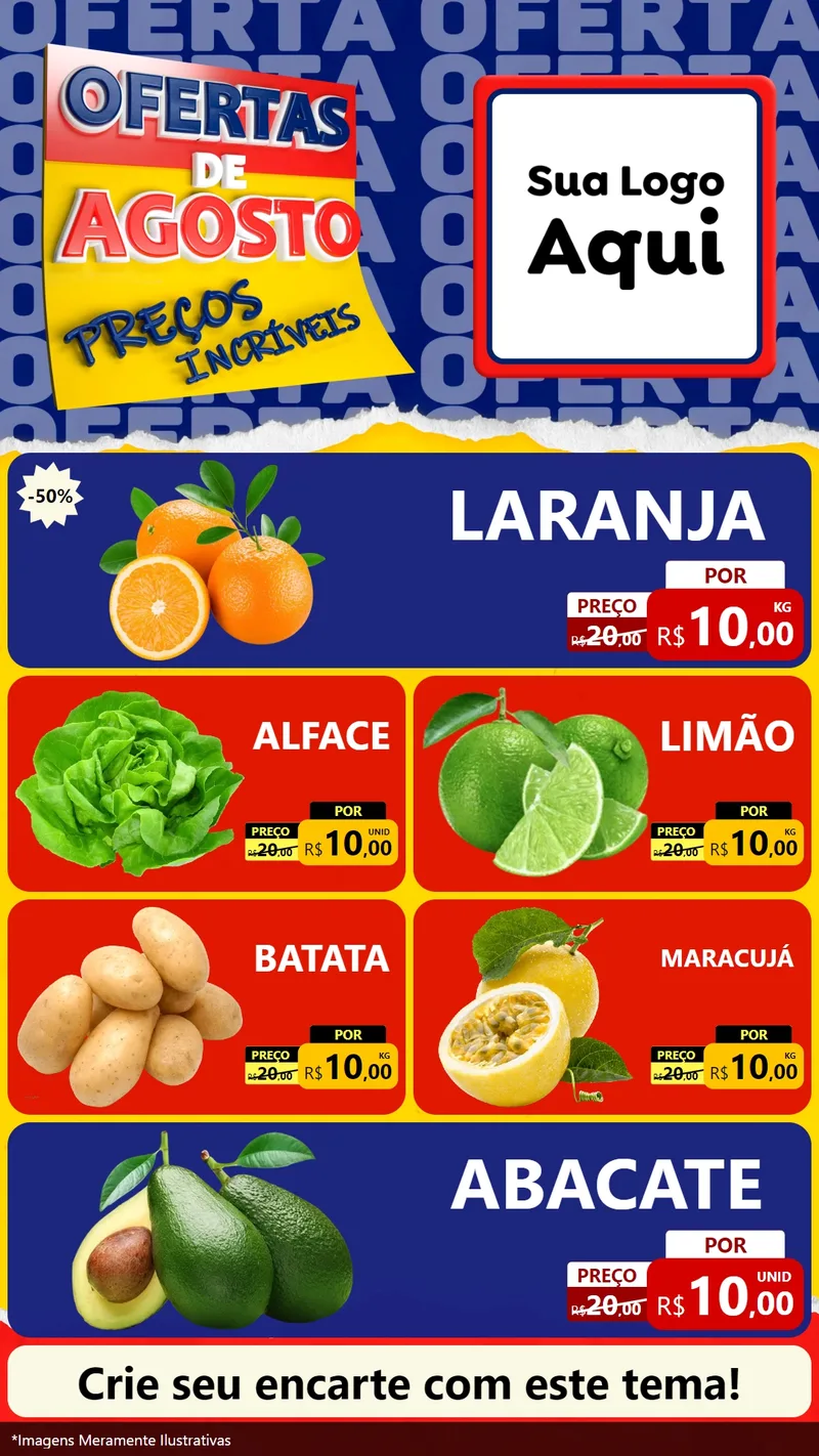Modelo de TV para TV Vertical com o tema Ofertas de Agosto - Preços Incríveis para Hortifrúti