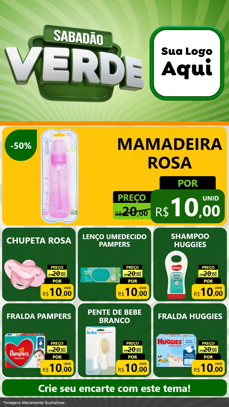 Modelo de Rede Social para Stories com o tema Sabadão Verde para Bebês