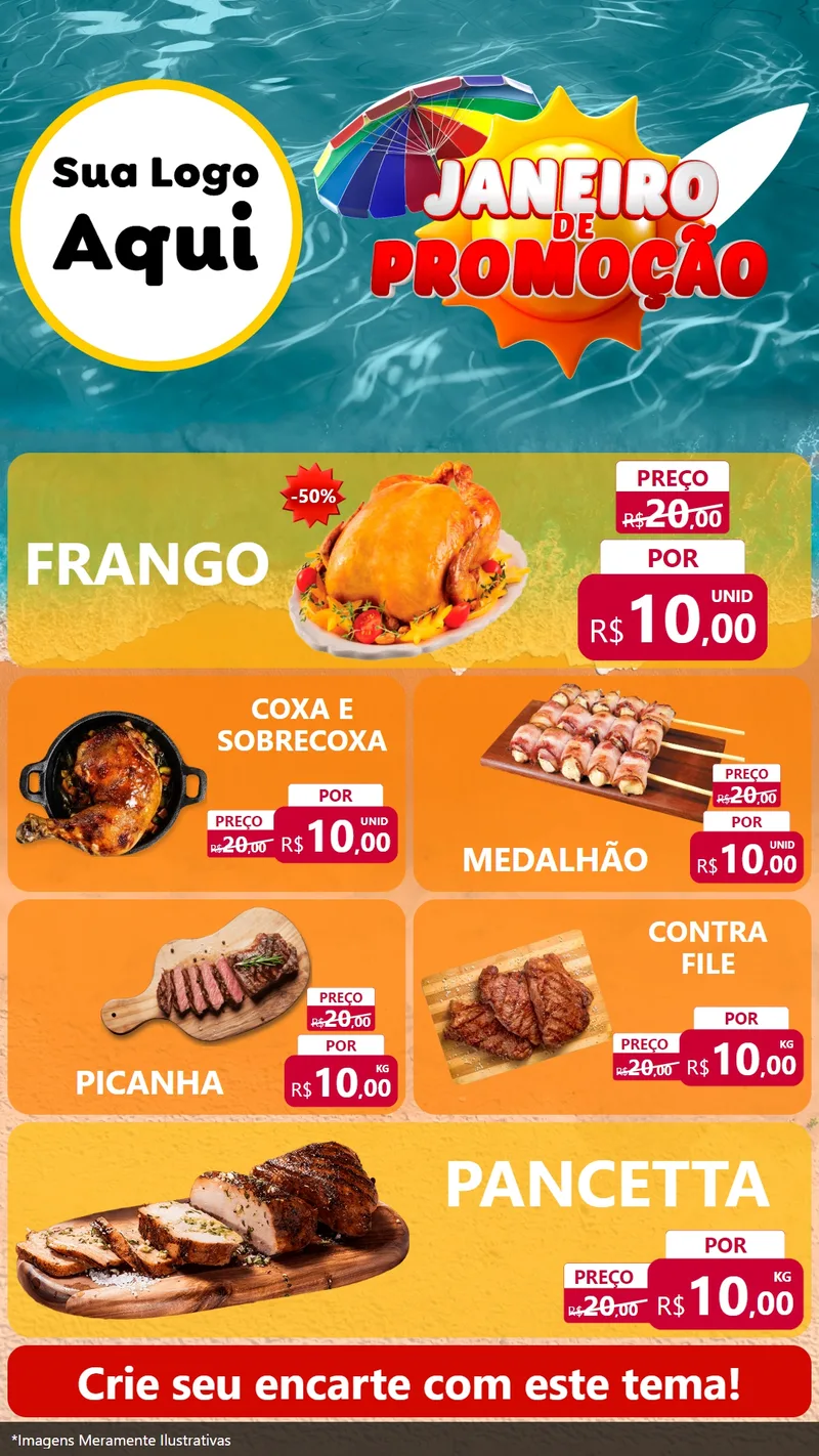 Modelo de TV para TV Vertical com o tema Janeiro de Promoção para Assados