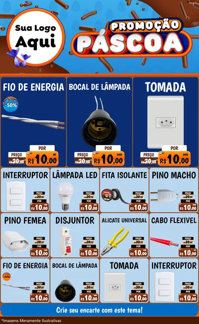 Modelo de Encarte para Encarte Grande com o tema Promoção Páscoa para Materiais Elétricos