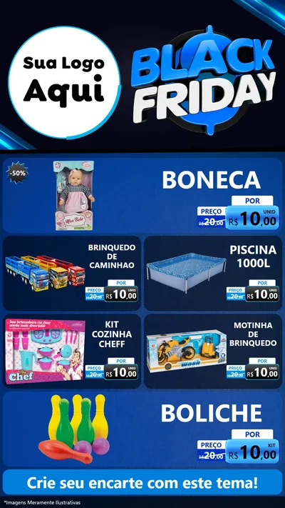Modelo de TV para TV Vertical com o tema Black Friday para Brinquedos