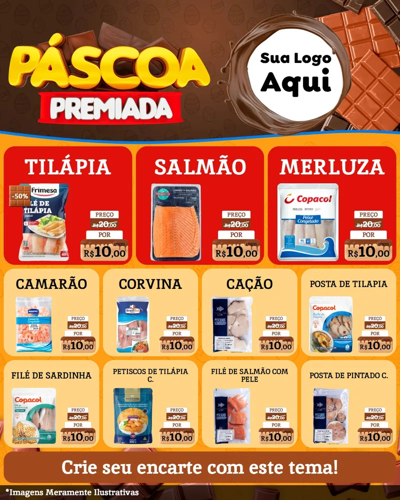 Modelo de Rede Social para Feed Instagram com o tema Páscoa Premiada para Peixaria