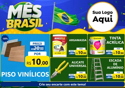 Modelo de Encarte para Encarte A4 Horizontal com o tema Mês do Brasil para Material para Construção
