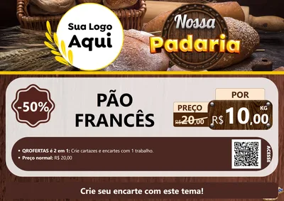 Modelo de Cartaz para Cartaz A4 Horizontal com o tema Nossa Padaria para Padaria
