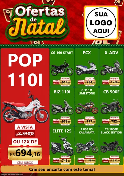 Modelo de Encarte para Encarte A4 Vertical com o tema Ofertas de Natal para Concessionaria de Motos