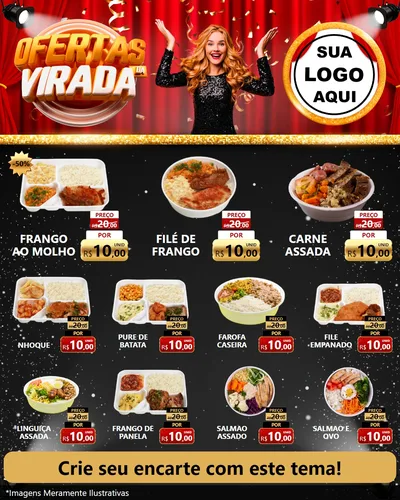 Modelo de Rede Social para Feed Instagram com o tema Ofertas da Virada para Restaurante