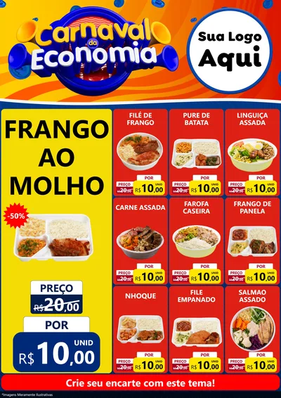 Modelo de Encarte para Encarte A4 Vertical com o tema Carnaval da Economia para Restaurante