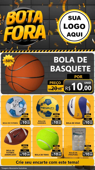 Modelo de Rede Social para Stories com o tema Bota Fora para Artigos Esportivos