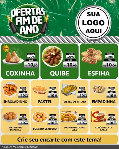 Modelo de Rede Social para Feed Instagram com o tema Ofertas Fim de Ano para Salgadaria