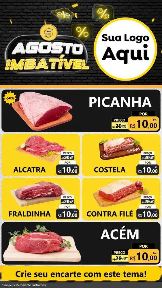 Modelo de TV para TV Vertical com o tema Agosto Imbatível para Açougue
