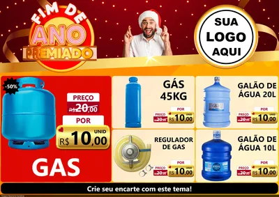 Modelo de Encarte para Encarte A4 Horizontal com o tema Fim de Ano Premiado para Água e gás