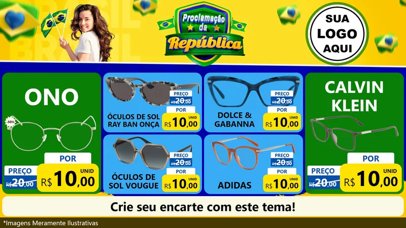 Modelo de TV para TV Horizontal com o tema Proclamação da República para Óticas