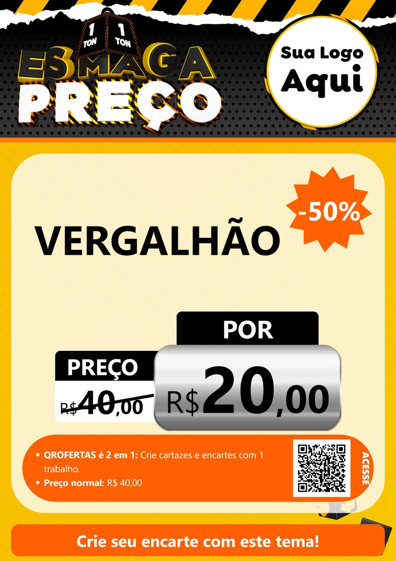 Modelo de Cartaz para Cartaz A4 Vertical com o tema Esmaga Preço para Ferragens
