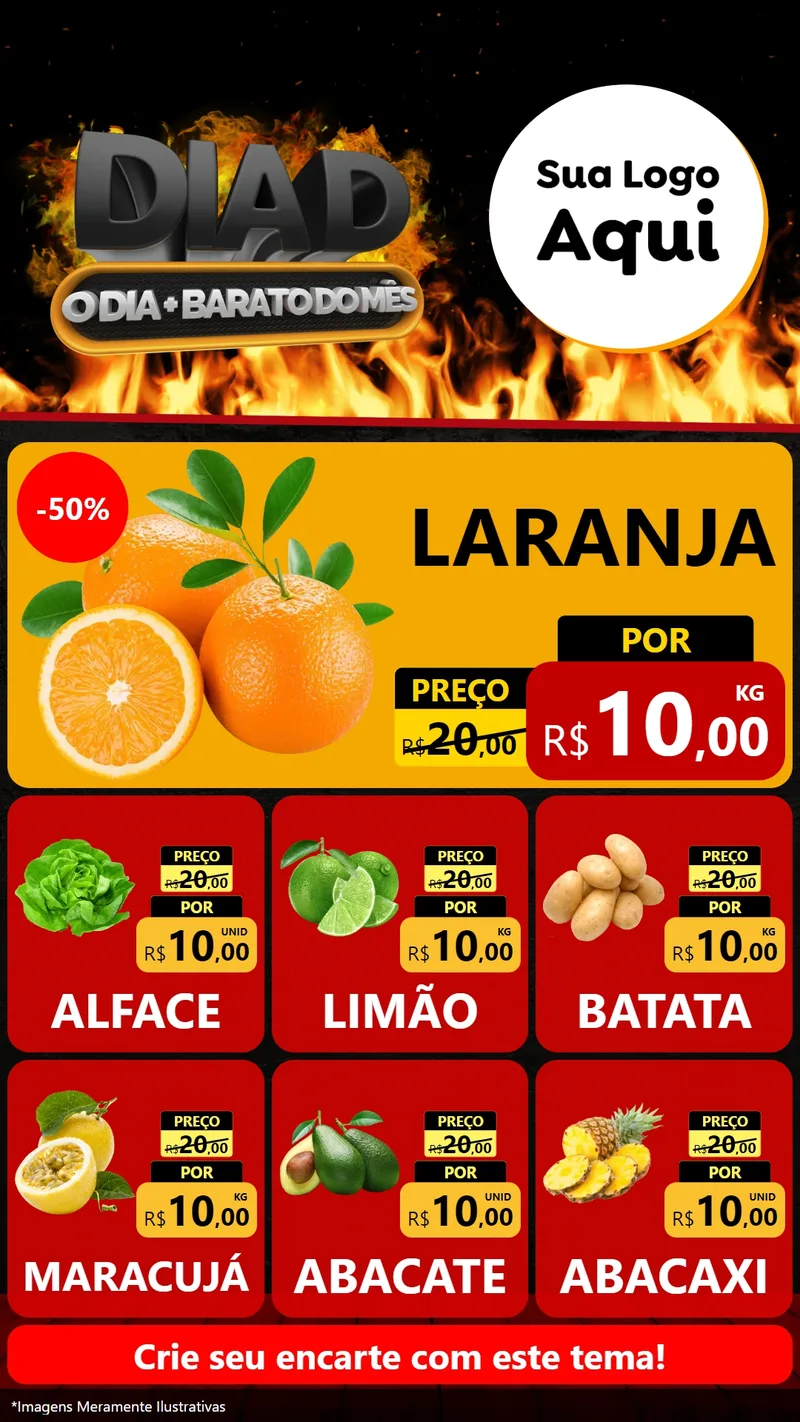 Modelo de Rede Social para Stories com o tema Dia D, O Dia Mais Barato Do Mês para Hortifrúti