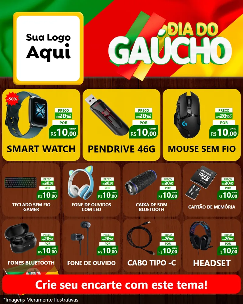 Modelo de Rede Social para Feed Instagram com o tema Dia do Gaúcho para Informática