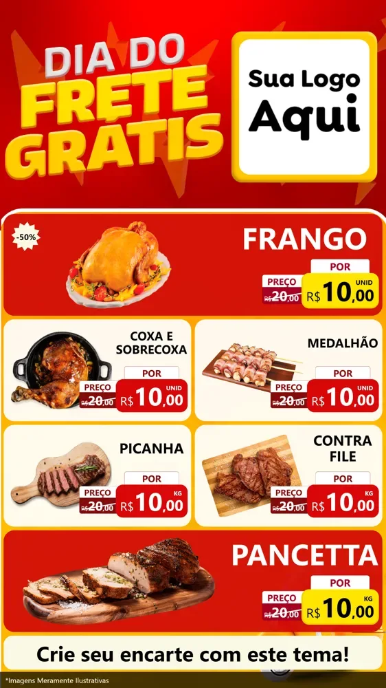 Modelo de TV para TV Vertical com o tema Dia do Frete Grátis para Assados