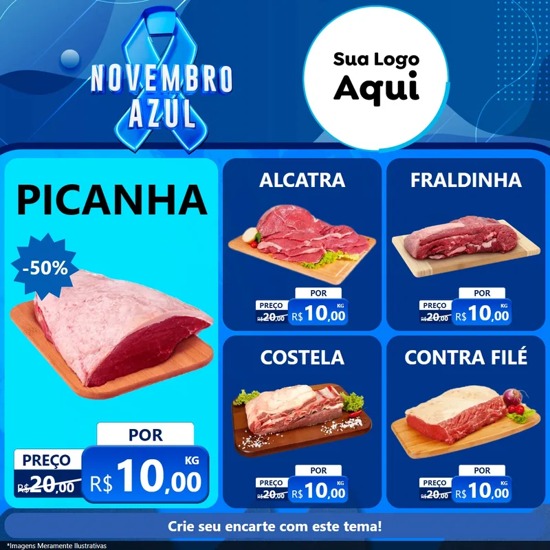 Modelo de Rede Social para Feed Facebook com o tema Novembro Azul para Açougue